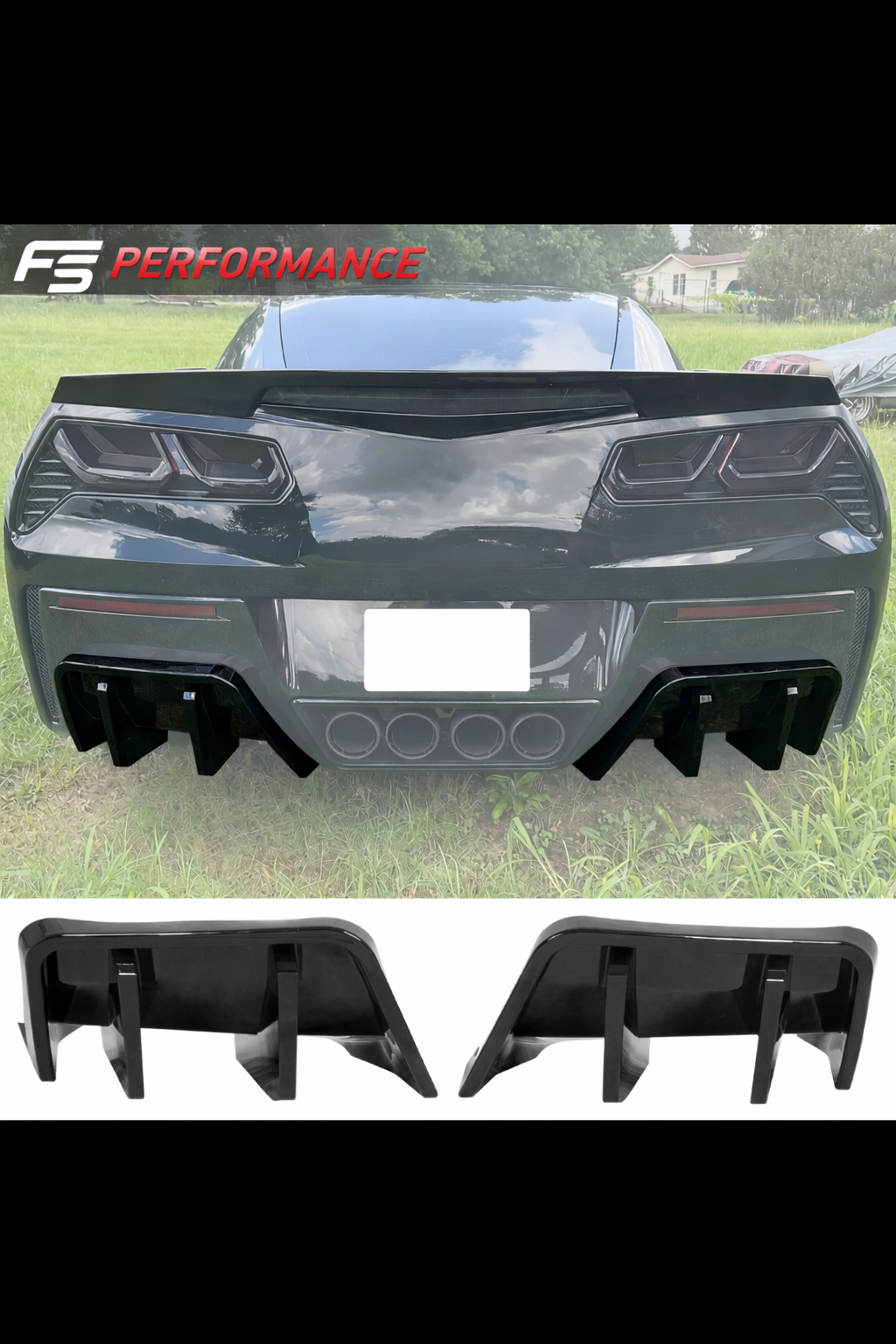 Corvette C7 Gloss Black Rear Diffuser (2014–2019) – ZR1 Style PP