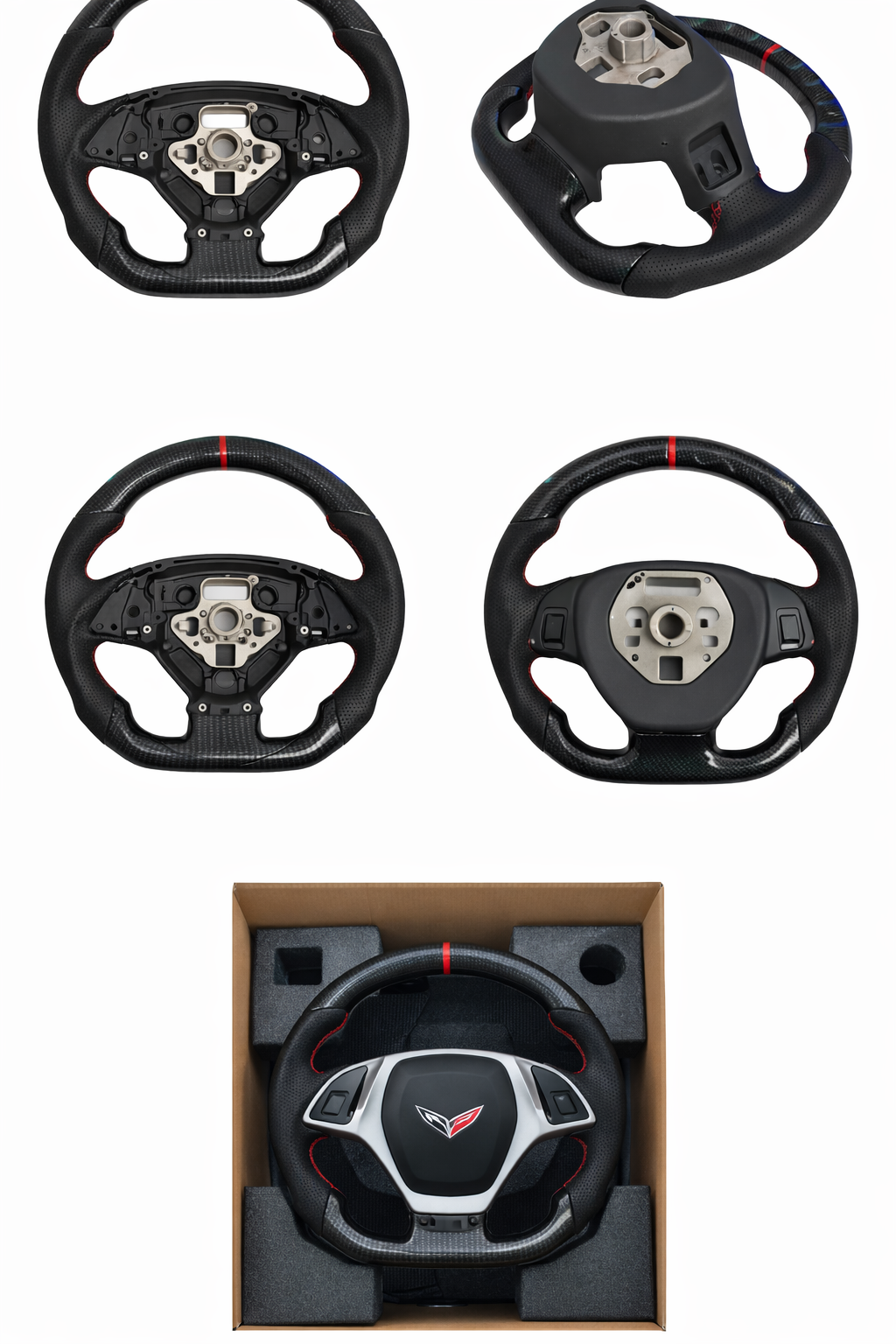 Hydro Dip Carbon Fiber Steering Wheel for Chevy Corvette C7 2014-2019