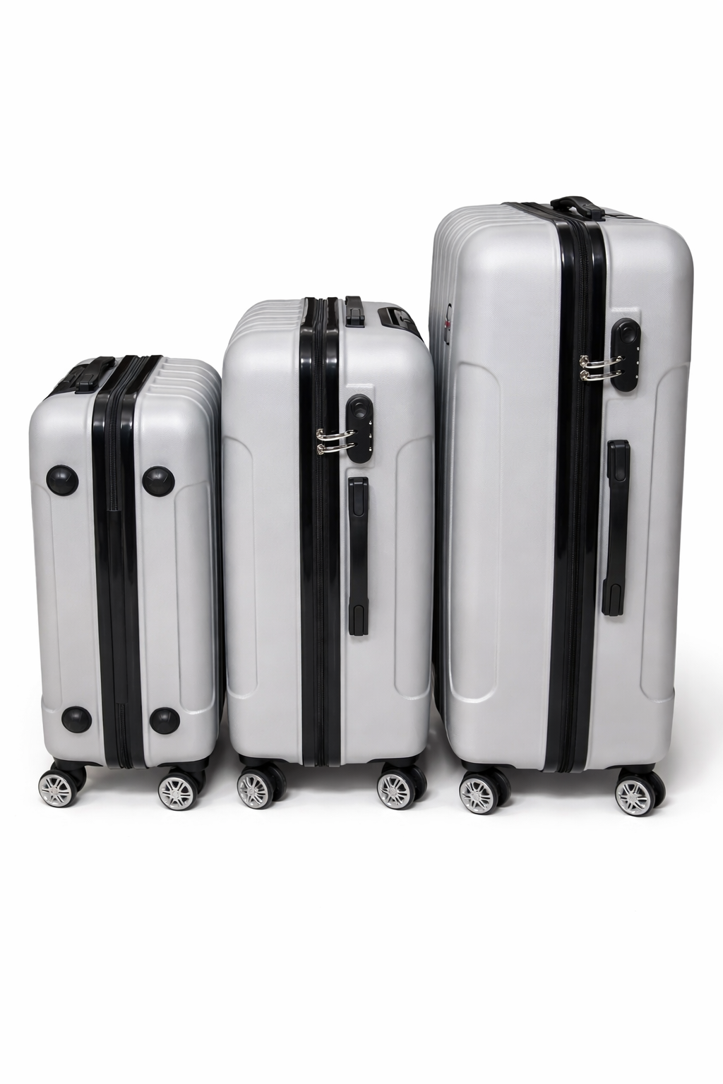 FS Performance Silver 3-Piece Hardshell Luggage Set – Lightweight 360° Spinner Travel Collection