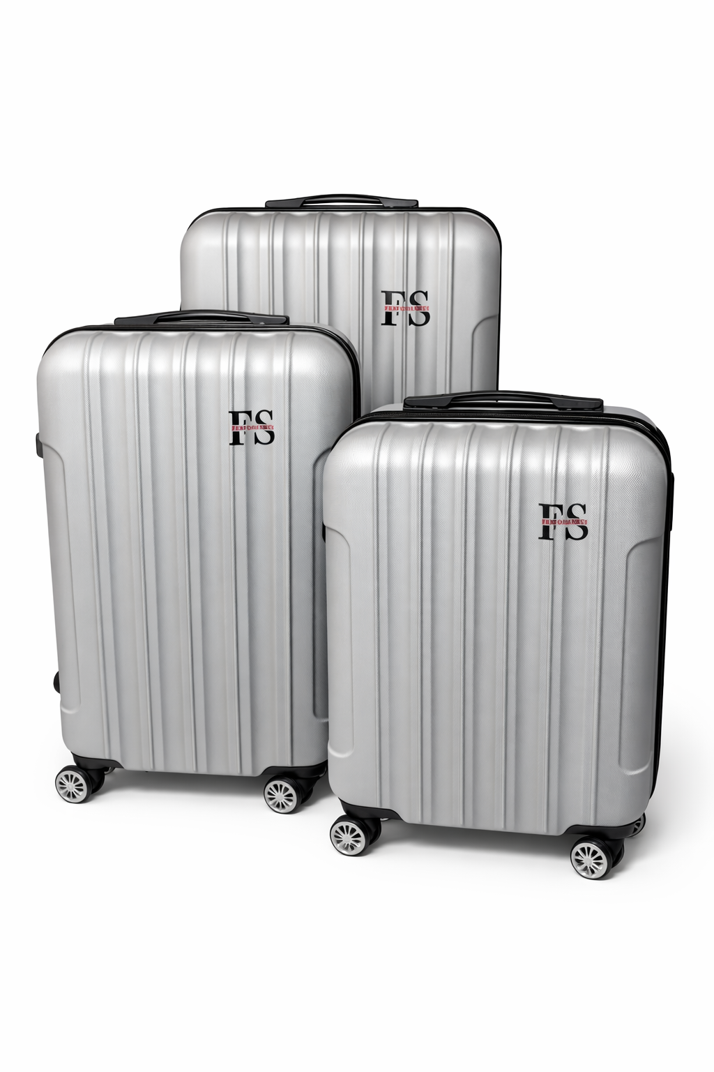 FS Performance Silver 3-Piece Hardshell Luggage Set – Lightweight 360° Spinner Travel Collection