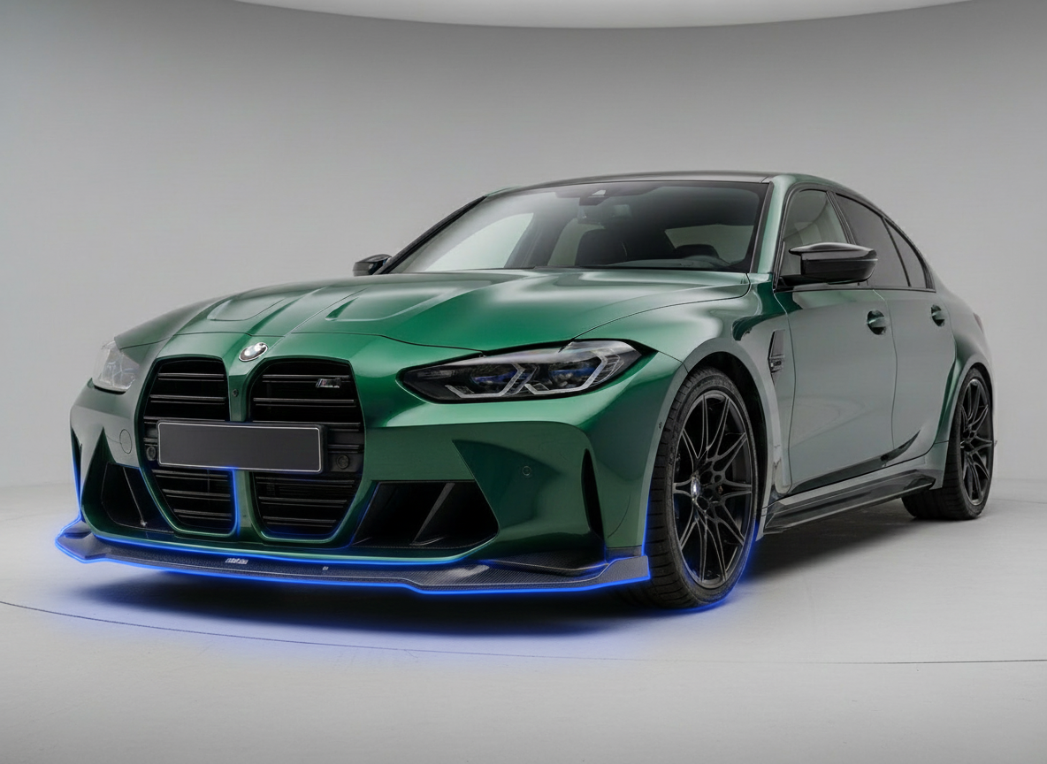 BMW G80 M3 with Highlighted Carbon Fiber Front Splitter