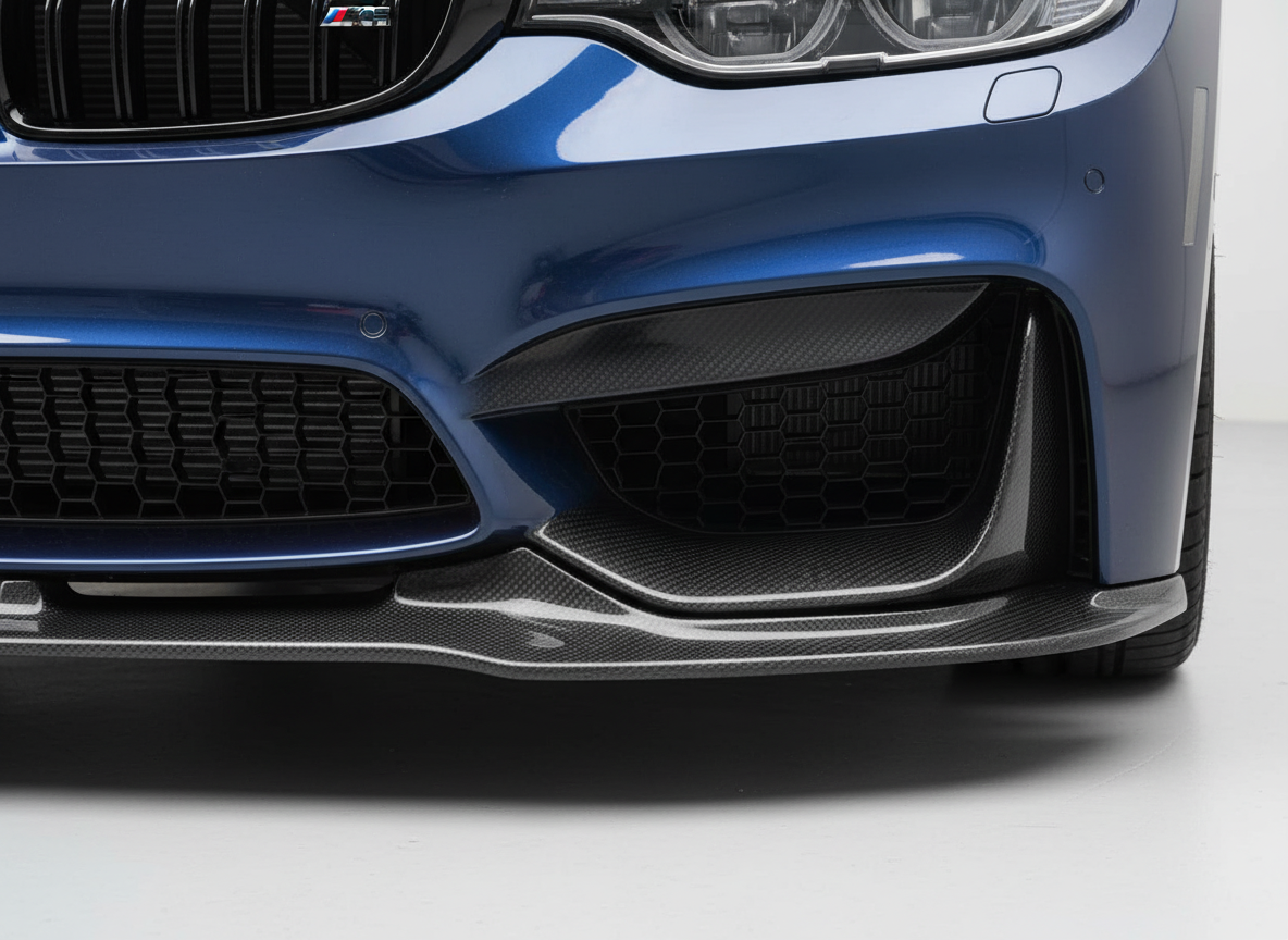 Close-up Carbon Fiber Front Splitter on BMW