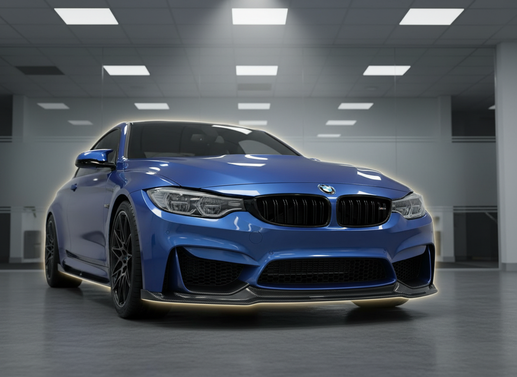 Highlighted Carbon Fiber Front Splitter on BMW