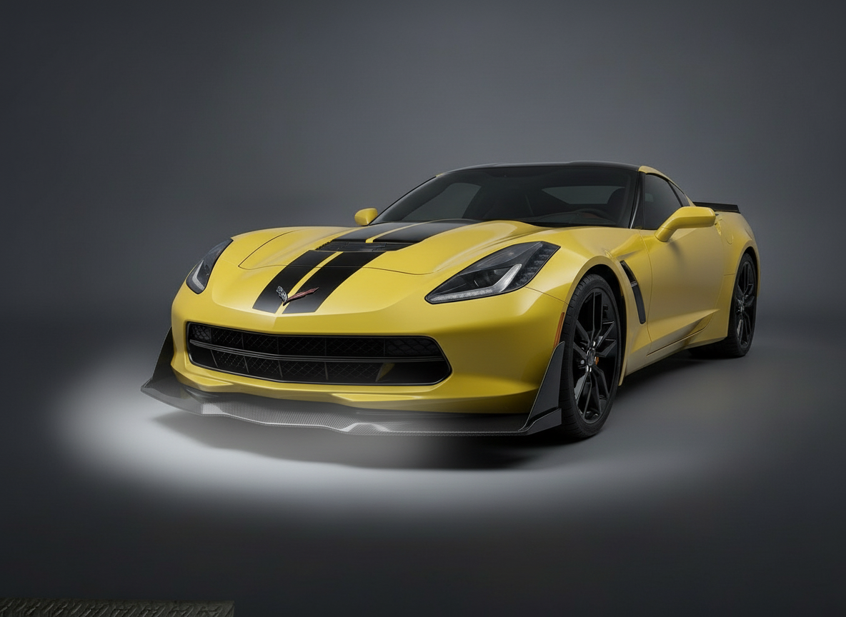 Corvette C7 Z06 Stingray Grand Sport Carbon Fiber Front Lip - ZR1 Style with Winglets (2014-2019)